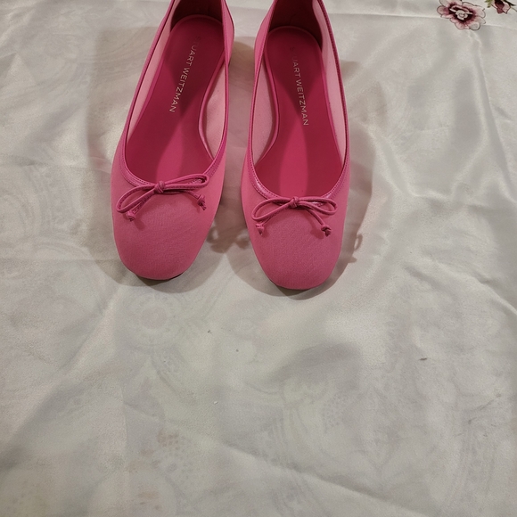 Stuart Weitzman Pink Flats with Bow - Picture 1 of 3